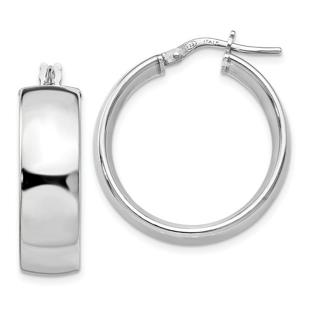 FB Jewels Solid Sterling Silver Gold-Tone Polished Hoop Earrings 